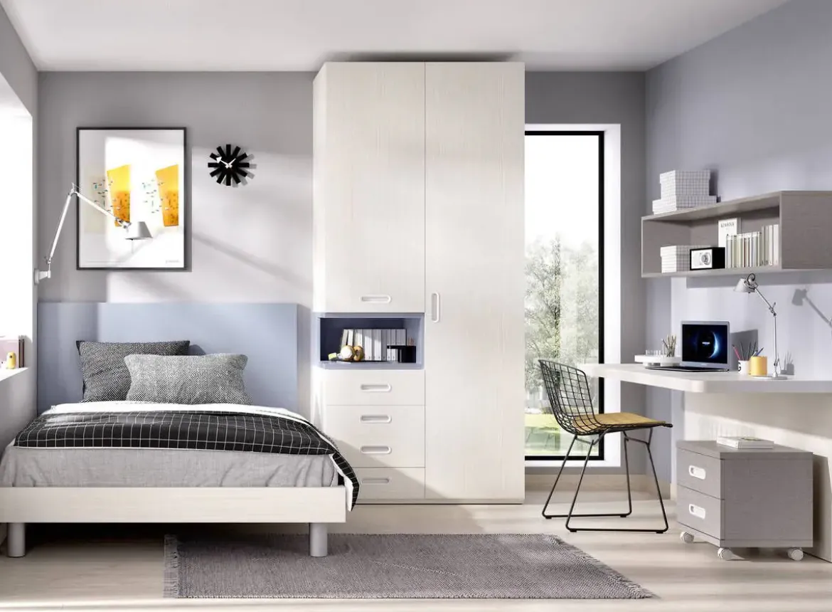Dormitorio Juvenil con Cama Bañera y Armario MUNDO JOVEN C504