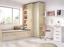 Dormitorio Juvenil con Cama Nido y Armario MUNDO JOVEN C206