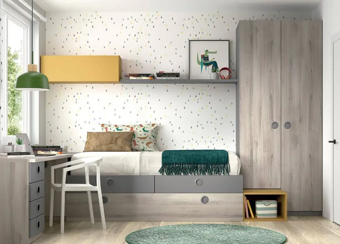 Dormitorio Juvenil con Cama Nido y Armario WHYNOT 23