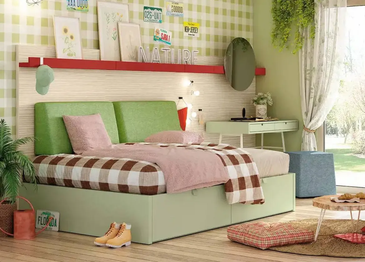 Dormitorio Juvenil con Canapé y Tocador Escritorio DELULU 36