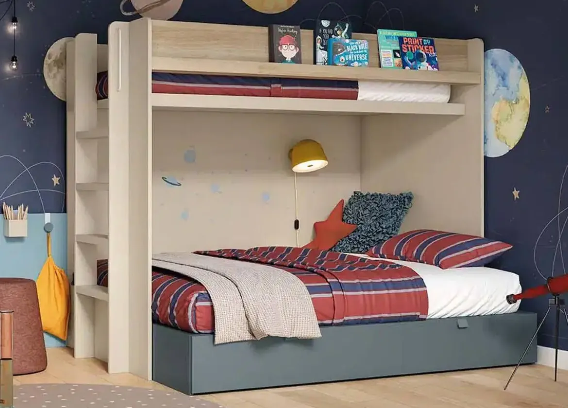 Dormitorio Juvenil con Litera y Cama BLOC 135 cm DELULU 52