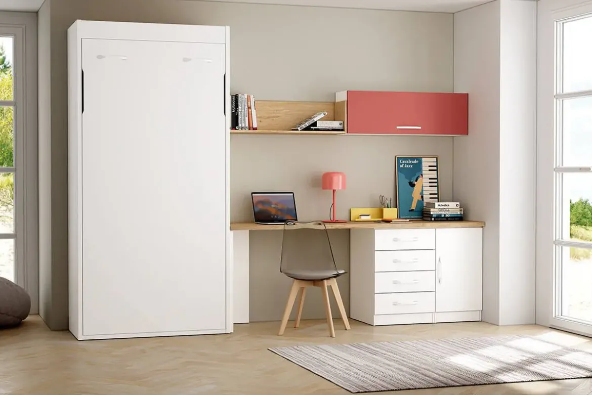 Dormitorio Juvenil LIDER GO 243 Acabado en Blanco/Bambú/Terraco