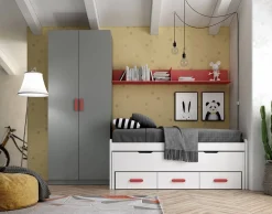 Dormitorio Juvenil LIDER GO Acabados Blanco/Zinc/Terracota