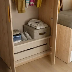 Dormitorio Juvenil LIDER GO 202 Acabados Bambú/Blanco/Mostaza
