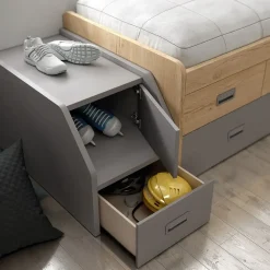 Dormitorio Juvenil LIDER GO 211 Acabados Bambú/Blanco/Zinc