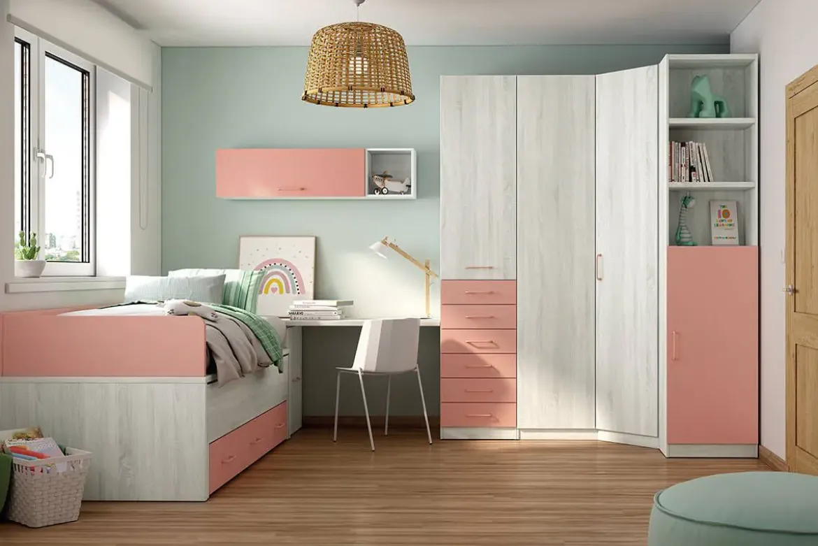 Dormitorio Juvenil LIDER GO 201 Acabados Hibernian/Rose