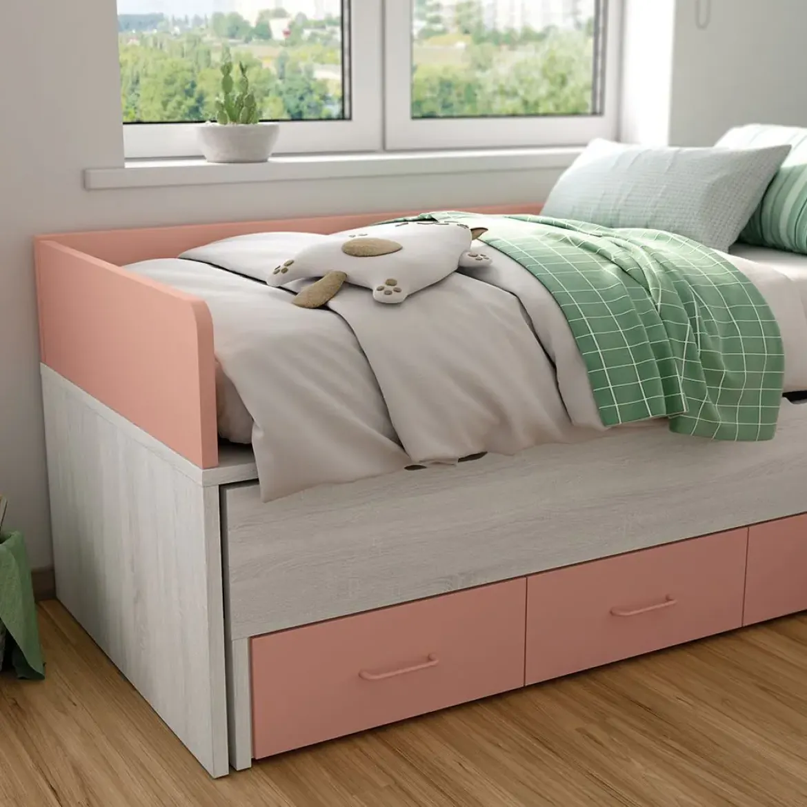 Dormitorio Juvenil LIDER GO 201 Acabados Hibernian/Rose