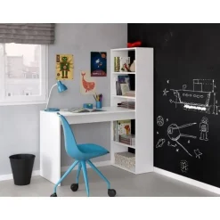 Escritorio con Estantería de Melamina color Blanco GIO 008314A