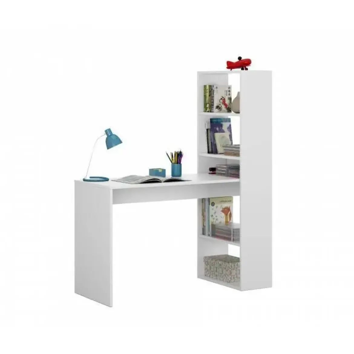 Escritorio con Estantería de Melamina color Blanco GIO 008314A