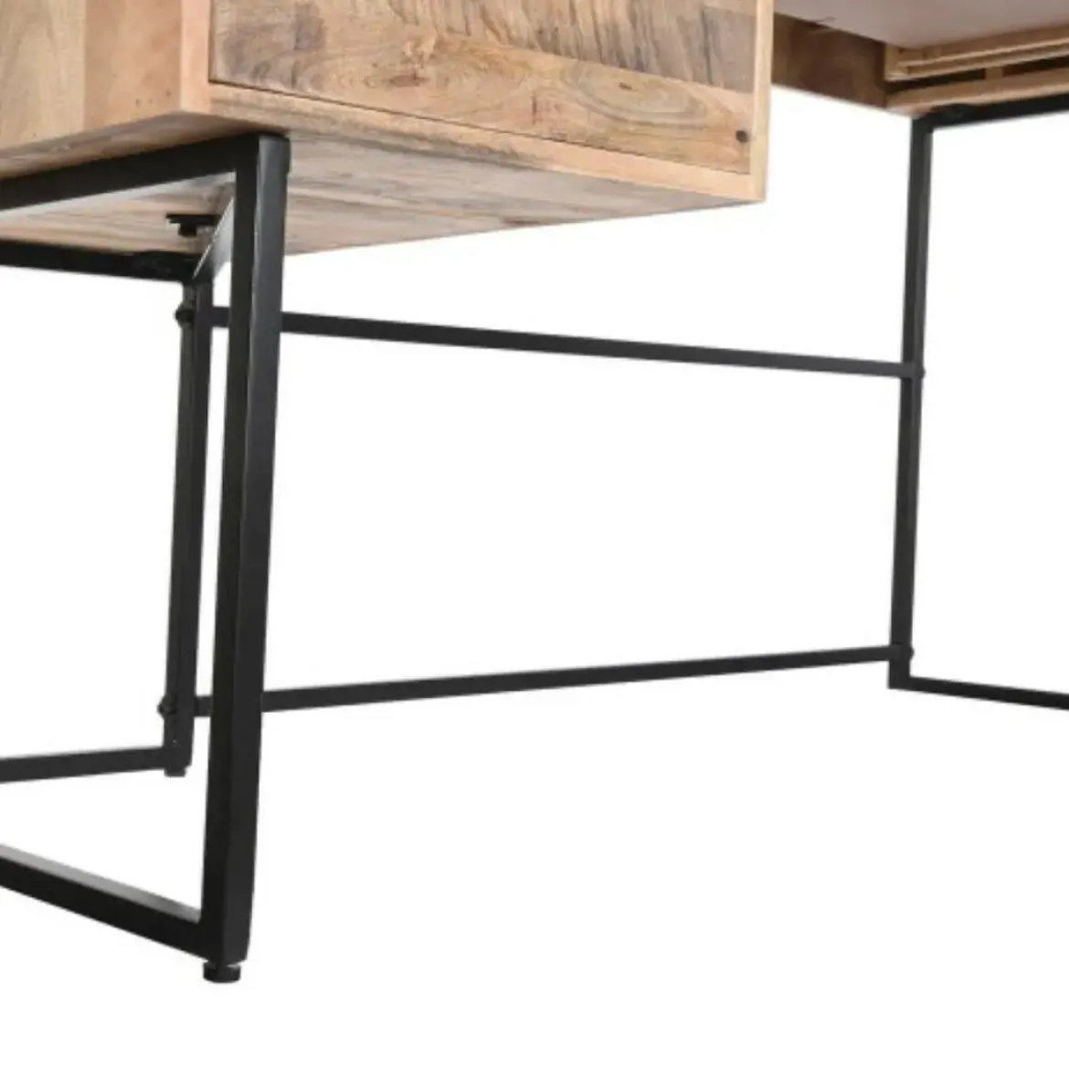 Escritorio de Madera de Mango con Cajones y Patas Metálicas Negras MB-200180