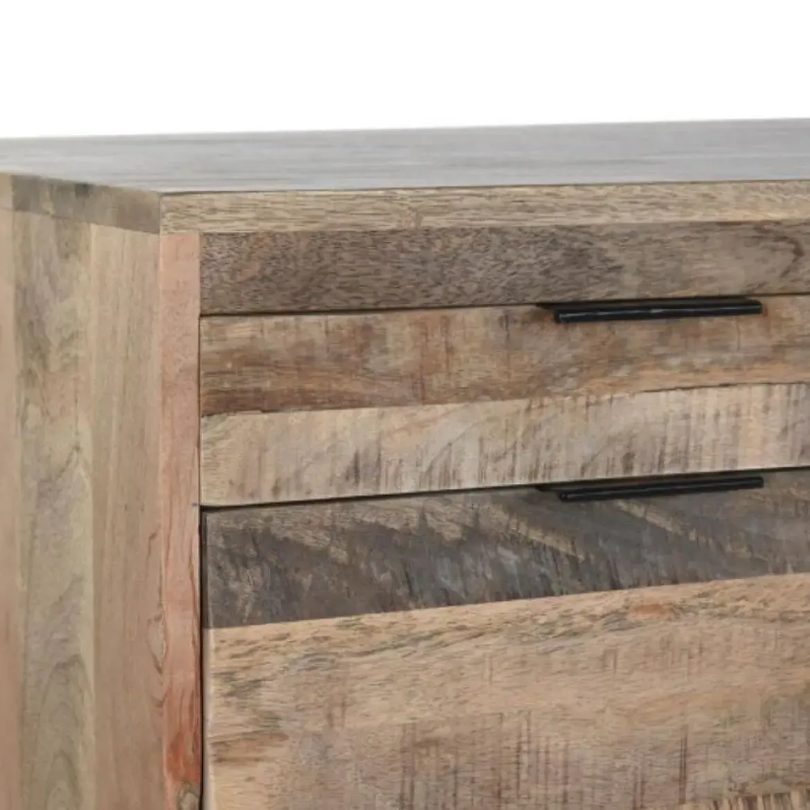 Escritorio de Madera de Mango con Cajones y Patas Metálicas Negras MB-200180