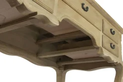 Escritorio de Madera Maciza con Acabado Decapé Natural y 5 Cajones MB-223361