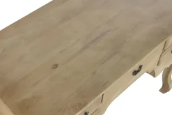 Escritorio de Madera Maciza con Acabado Decapé Natural y 5 Cajones MB-223361