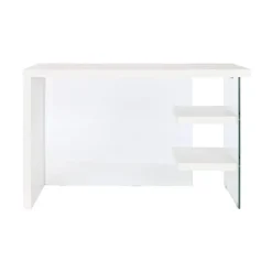 Escritorio de Oficina Blanco deMDF y Cristal con 2 Estantes Inferiores MB-207705