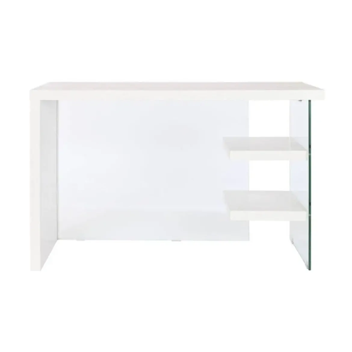 Escritorio de Oficina Blanco deMDF y Cristal con 2 Estantes Inferiores MB-207705