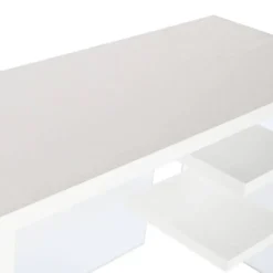 Escritorio de Oficina Blanco deMDF y Cristal con 2 Estantes Inferiores MB-207705
