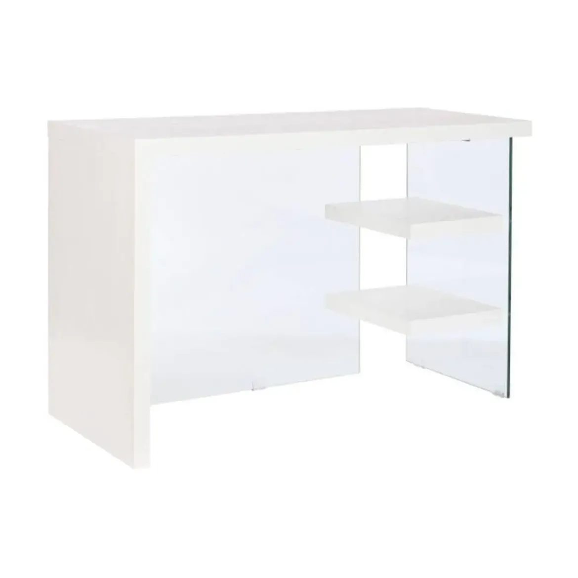 Escritorio de Oficina Blanco deMDF y Cristal con 2 Estantes Inferiores MB-207705