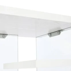 Escritorio de Oficina Blanco deMDF y Cristal con 2 Estantes Inferiores MB-207705