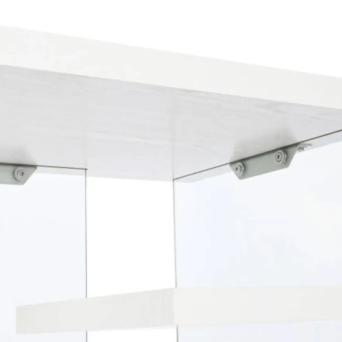 Escritorio de Oficina Blanco deMDF y Cristal con 2 Estantes Inferiores MB-207705