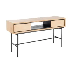 Escritorio de Oficina Natural y Negro de Madera y Metal 615684