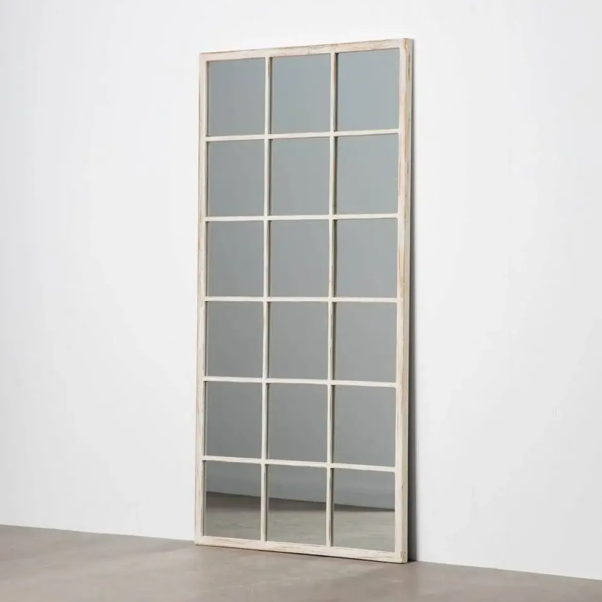 Espejo Blanco Rozado 90x180 cm de Madera de Abeto con Colocación Dual 615027