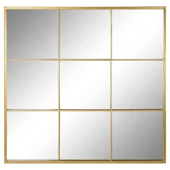 Espejo de Pared Tipo Ventana de Hierro Dorado 90x90 cm ES-198818