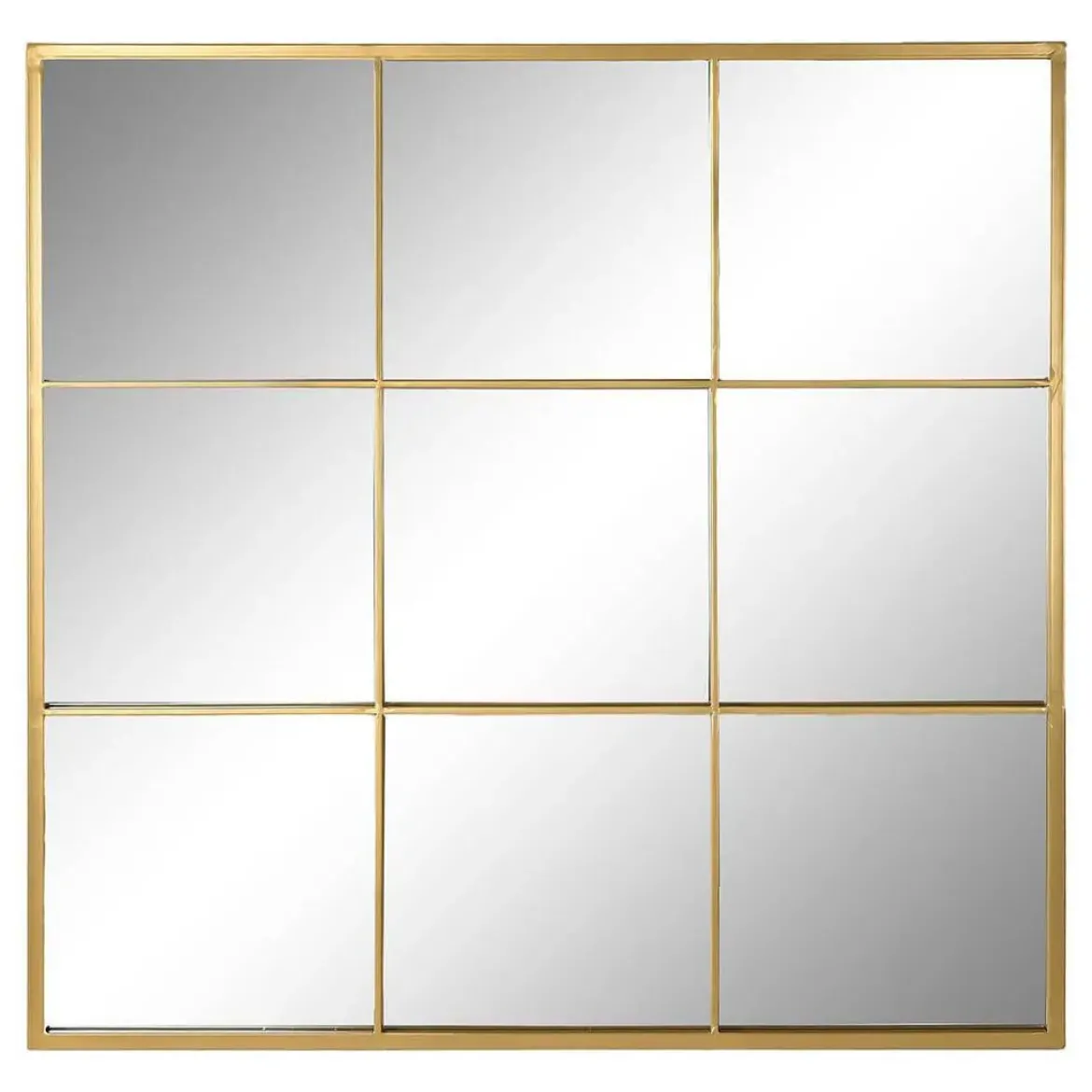Espejo de Pared Tipo Ventana de Hierro Dorado 90x90 cm ES-198818