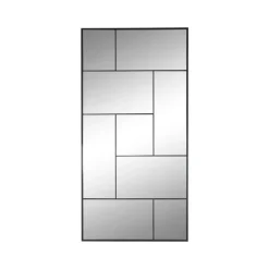 Espejo Geométrico de Pared de Cristal y Hierro Negro de 90x180 cm ES-215376