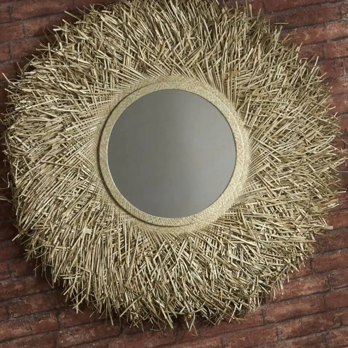 Espejo PANDAN decorativo Circular de Fibras Naturales 10-38