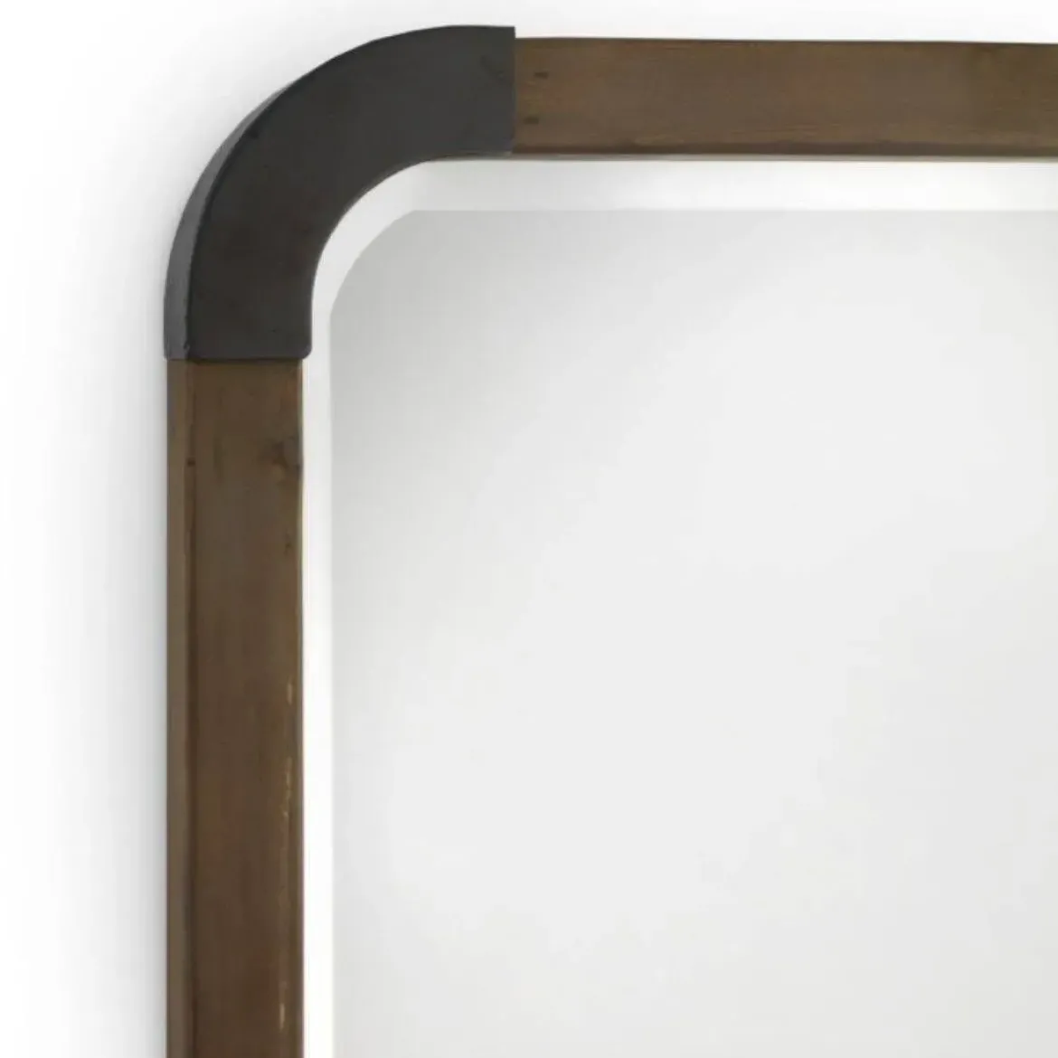 Espejo rectangular de madera con cantos de metal en acabado natural GABAR 10956