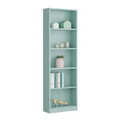Estantería blanca de 5 estantes color verde acqua 005422J