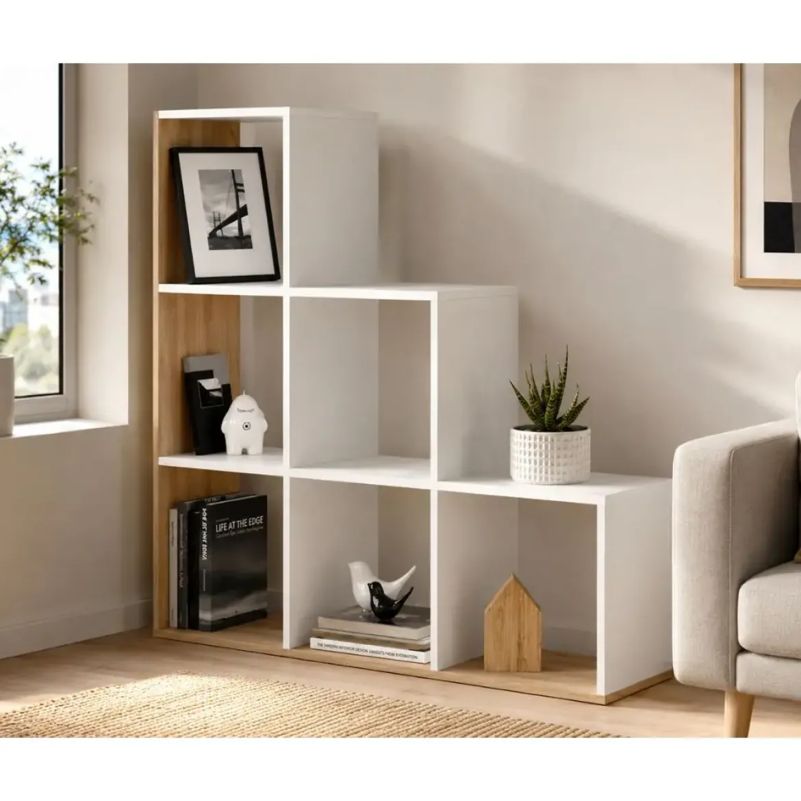 Estantería decorativa MULK-PLUS con 6 huecos 0F2254A