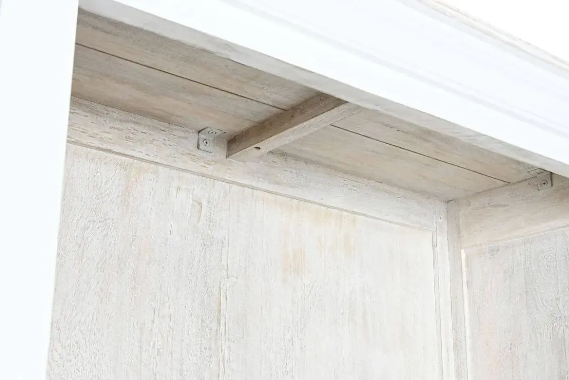 Estantería de Madera de Mango Blanco Envejecido con Cajón MB-219423