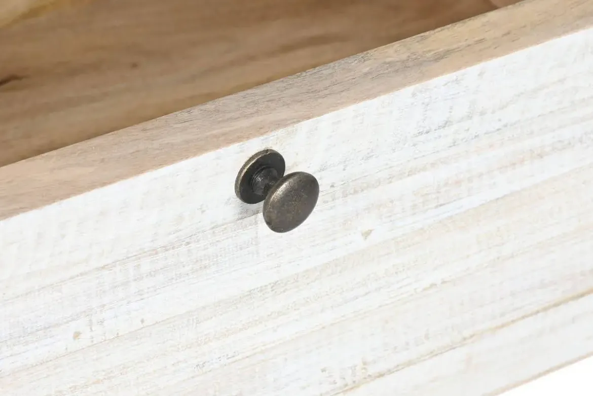 Estantería de Madera de Mango Blanco Envejecido con Cajón MB-219423