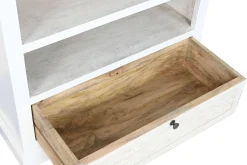 Estantería de Madera de Mango Blanco Envejecido con Cajón MB-219423
