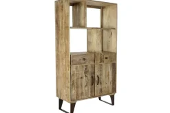 Estantería de Madera de Mango Natural y Metal MB-180126