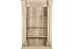 Estantería de Madera de Teca Tallada Acabado Natural Antiguo MB-220539