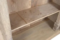Estantería de Madera de Teca Tallada Acabado Natural Antiguo MB-220539