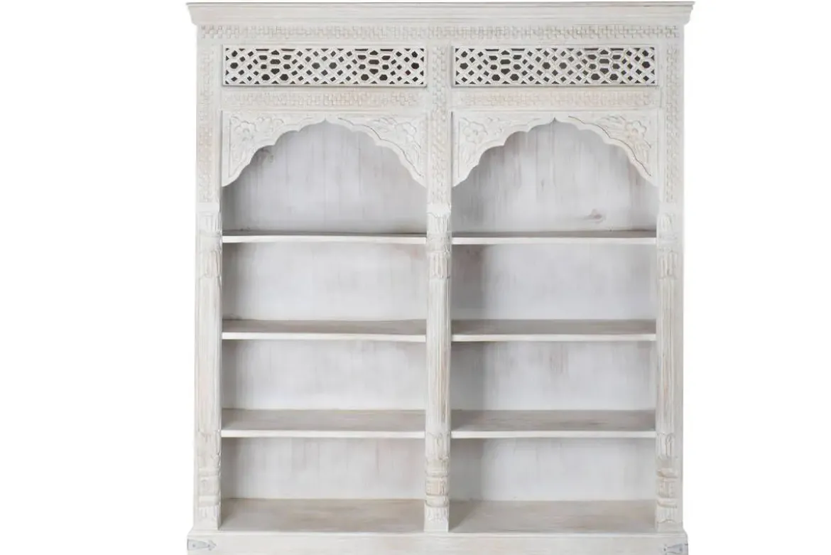 Estantería de Madera Tallada en Blanco MB-220358