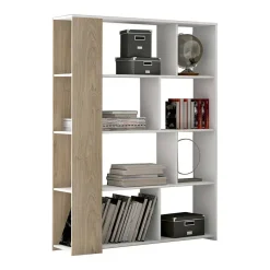 Estantería de Melamina de 129 cm Blanco-Roble SOTO