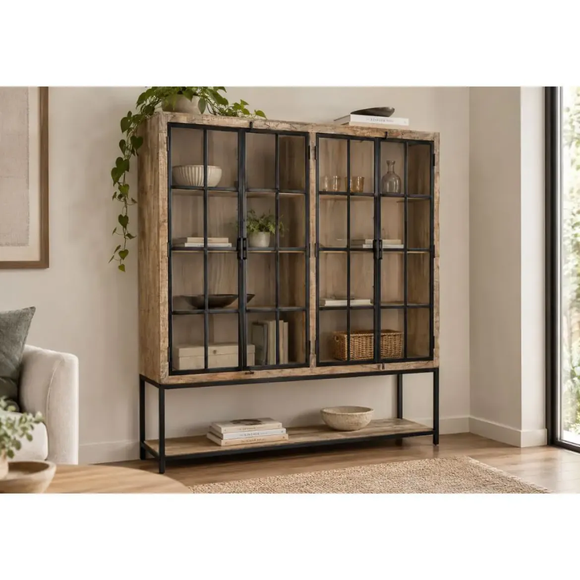 Estantería Industrial de Madera de Mango y Metal 170 cm MB-228037