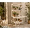 Expositor de Madera Blanco con Ruedas de Abeto de 115 cm MB-224502