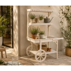 Expositor de Madera Blanco con Ruedas de Abeto de 115 cm MB-224502