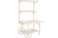 Expositor de Madera Blanco con Ruedas de Abeto de 115 cm MB-224502