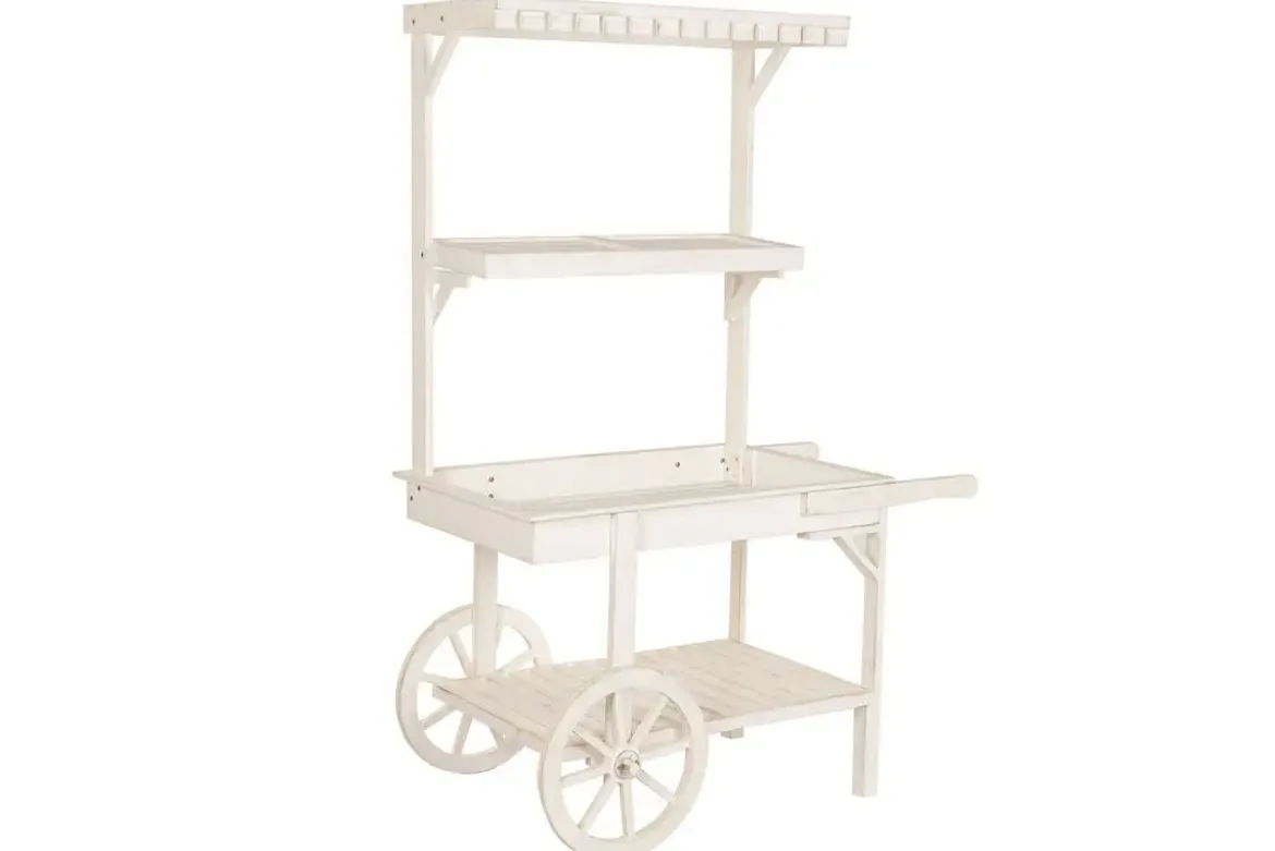 Expositor de Madera Blanco con Ruedas de Abeto de 115 cm MB-224502