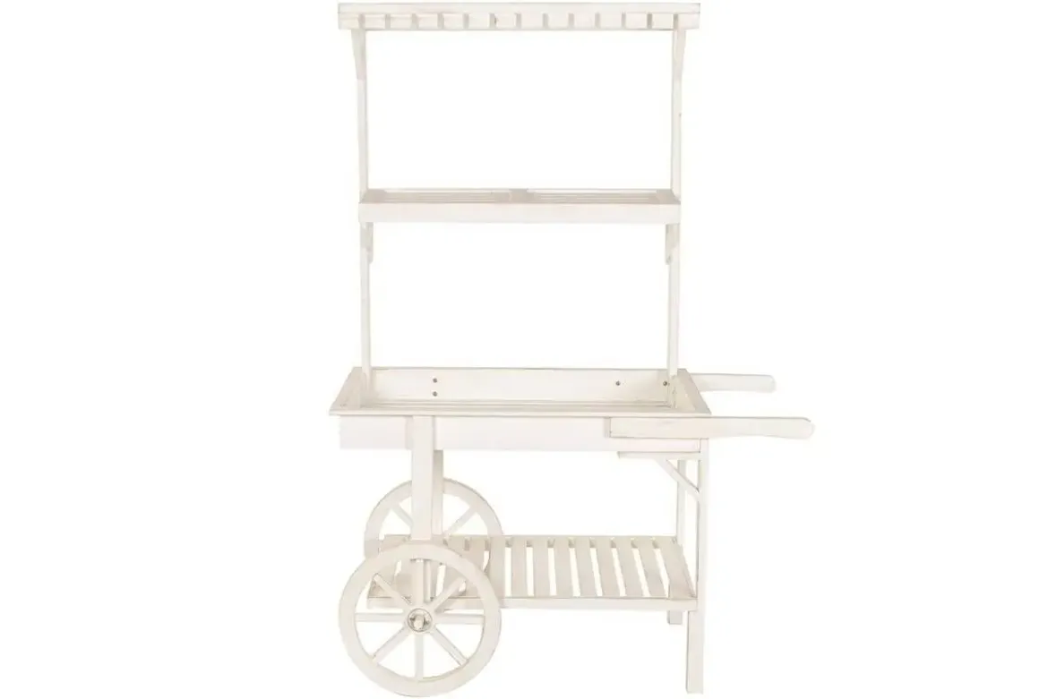 Expositor de Madera Blanco con Ruedas de Abeto de 115 cm MB-224502