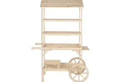 Expositor de Madera Natural con Ruedas de Abeto de 115 cm MB-224501