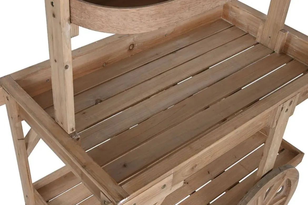 Expositor de Madera Tipo Carro con Ruedas Natural de 108 cm MB-218221