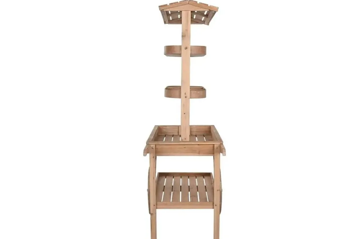 Expositor de Madera Tipo Carro con Ruedas Natural de 108 cm MB-218221