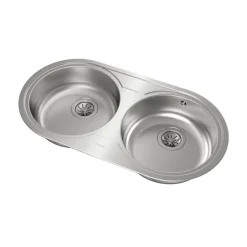 Fregadero circular encastrado con cubetas de 36 cm Sin Orificio TEKA DR-80 2C 10110006